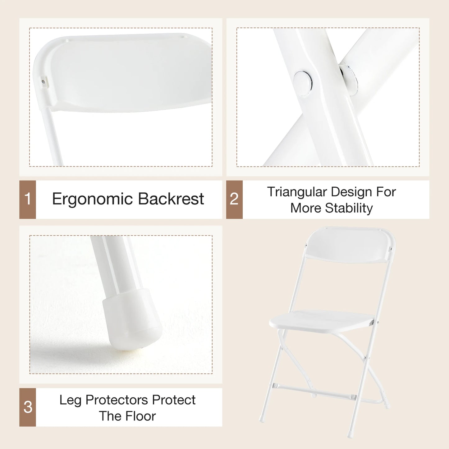 MCQ Foldable Office Chair 4/6 Pack Ergonomic Metal Frame Soft Cushion Lumbar Support Heavy Capacity 330LB For Home Office﻿