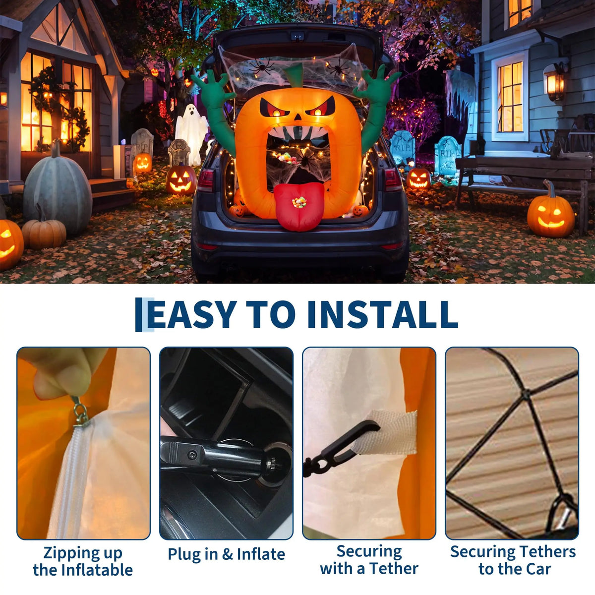 Gaomon Halloween Inflatable Pumpkin With LED Lights Outdoor Yard Decoration