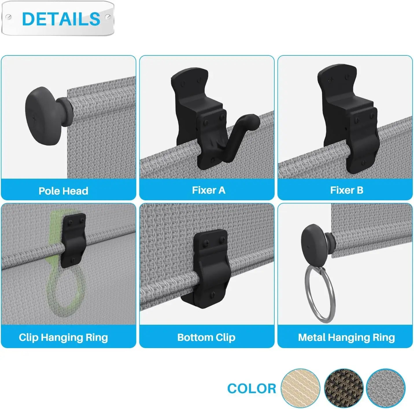 Shades Roll Up Outdoor 5'Wx6'H Foldable Roller Shade    Blinds Exterior Block Sun Screen for Outside Porch Deck Balcony Pergo