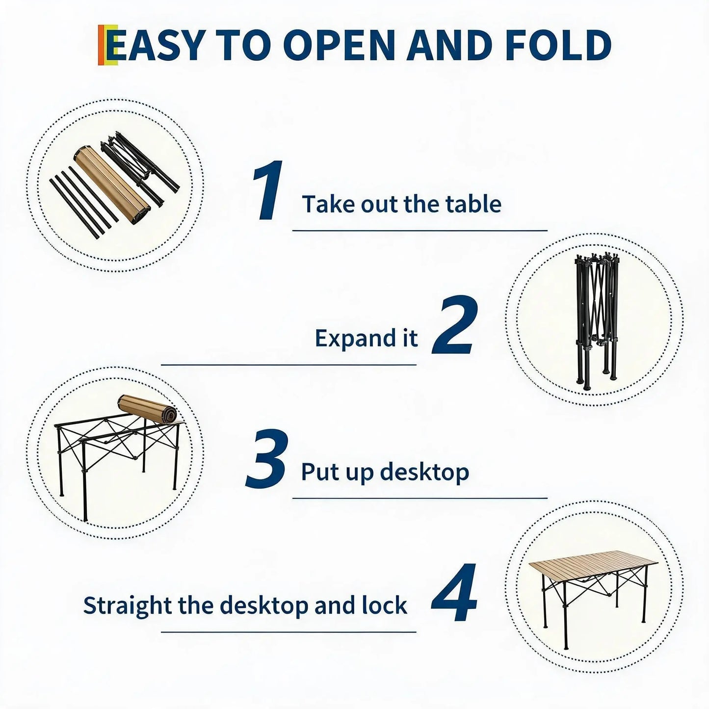 47x28x30in Folding Camping Table, Portable Aluminum Roll Up Table With Carry Bag, 110lb Outdoor Picnic BBQ Patio Table For Beach Backyard