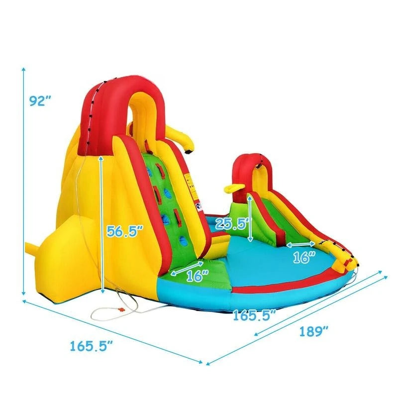 Inflatable Water Slide Bounce House with Climbing Wall and Pool Without Blower