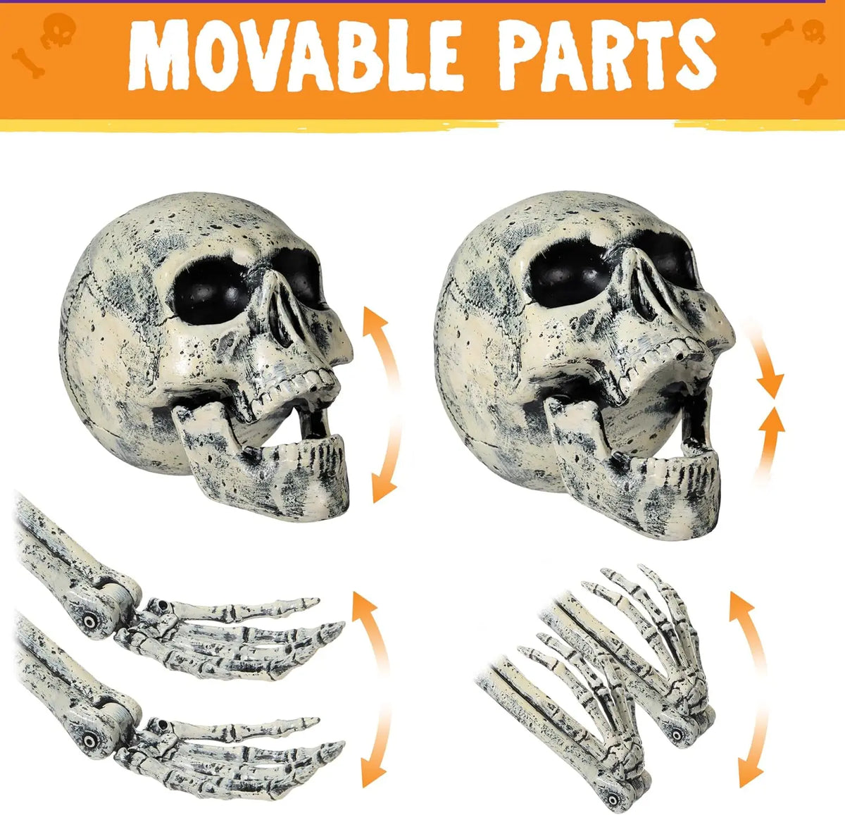5 Pcs Halloween Skeleton Decorations Outdoor, Life Size Skeleton Yard Stakes, Groundbreaker Skulls Decor for Graveyard Yard Lawn Garden Ground Party Supplies