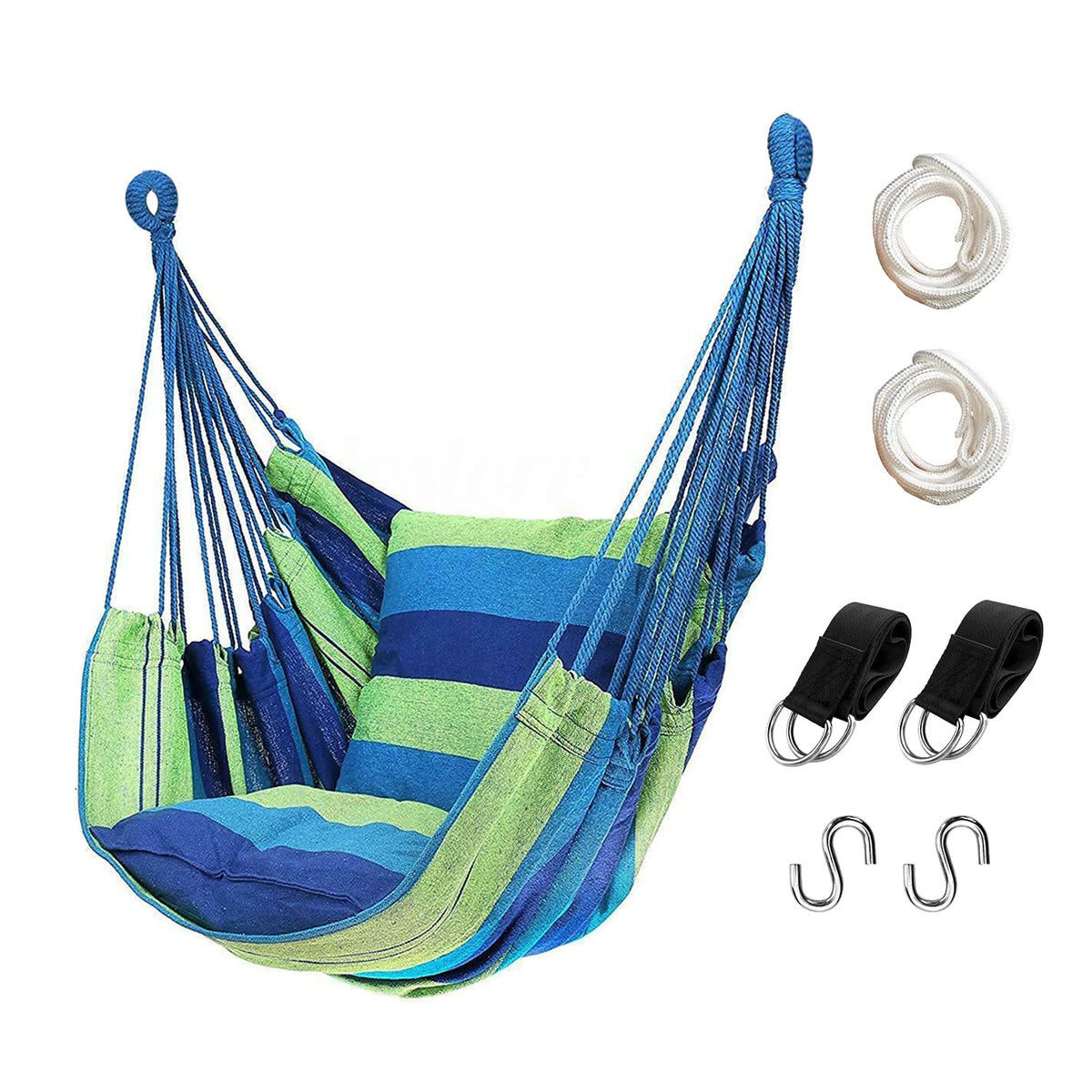 Premium Outdoor Hanging Hammock Chair With Cushions And Rope