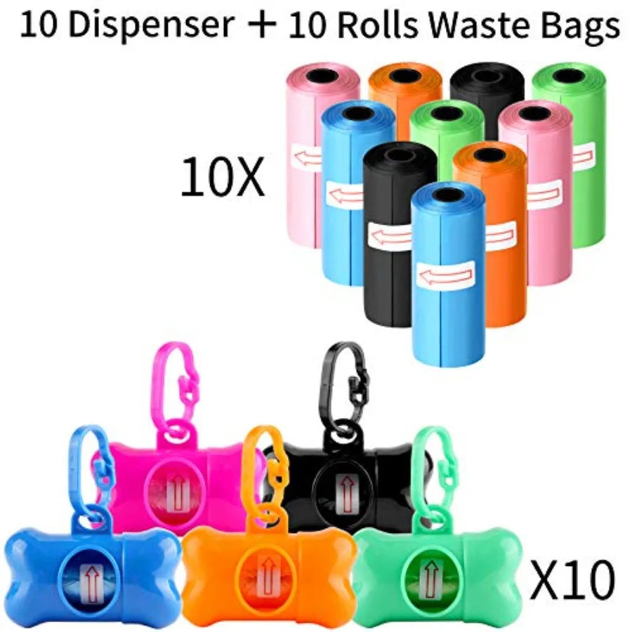 10 Pack Bone Shaped Poop Bag Dispenser Pet Waste Disposal Bag Dispenser