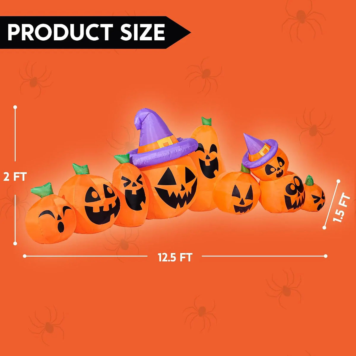 Halloween Inflatable Pumpkin With Witch Hat And LED Lights