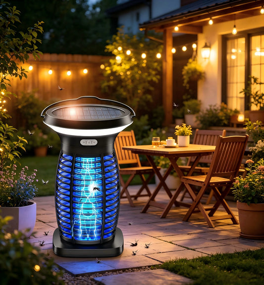 Solar Outdoor Bug Zapper For Mosquitoes Portable Rechargeable