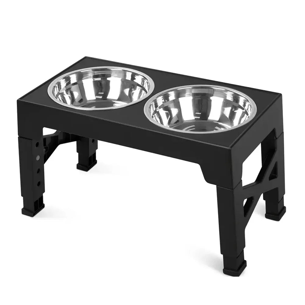 Adjustable Elevated Dog Feeder With Stainless Steel Bowls