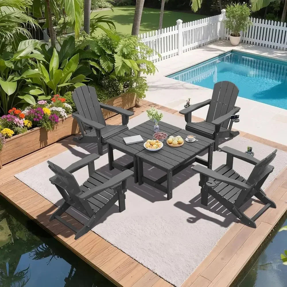 Grey Outdoor Patio Coffee Table with HDPE Material