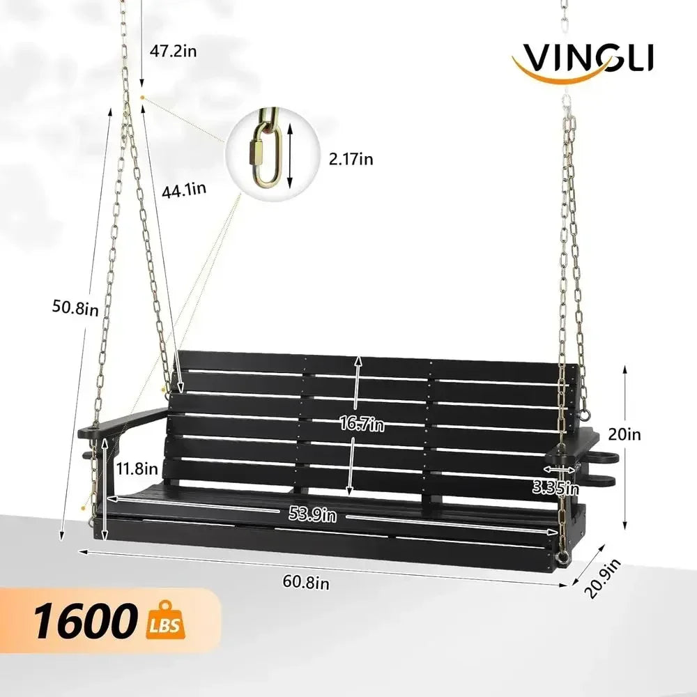 Premium HDPE Three Person Outdoor Swing With Rotating Cup Holder