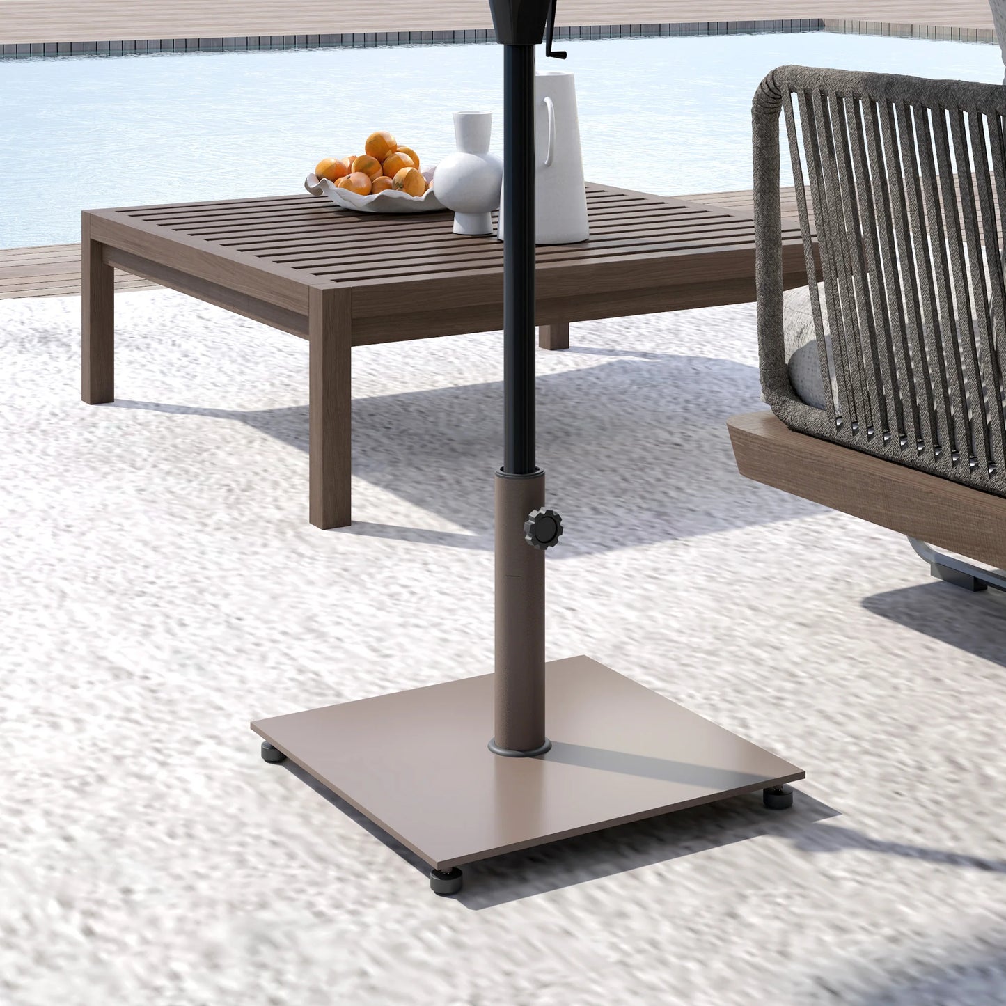 Square Patio Umbrella Base, 29 Lbs Metal Umbrella Stand, Brown