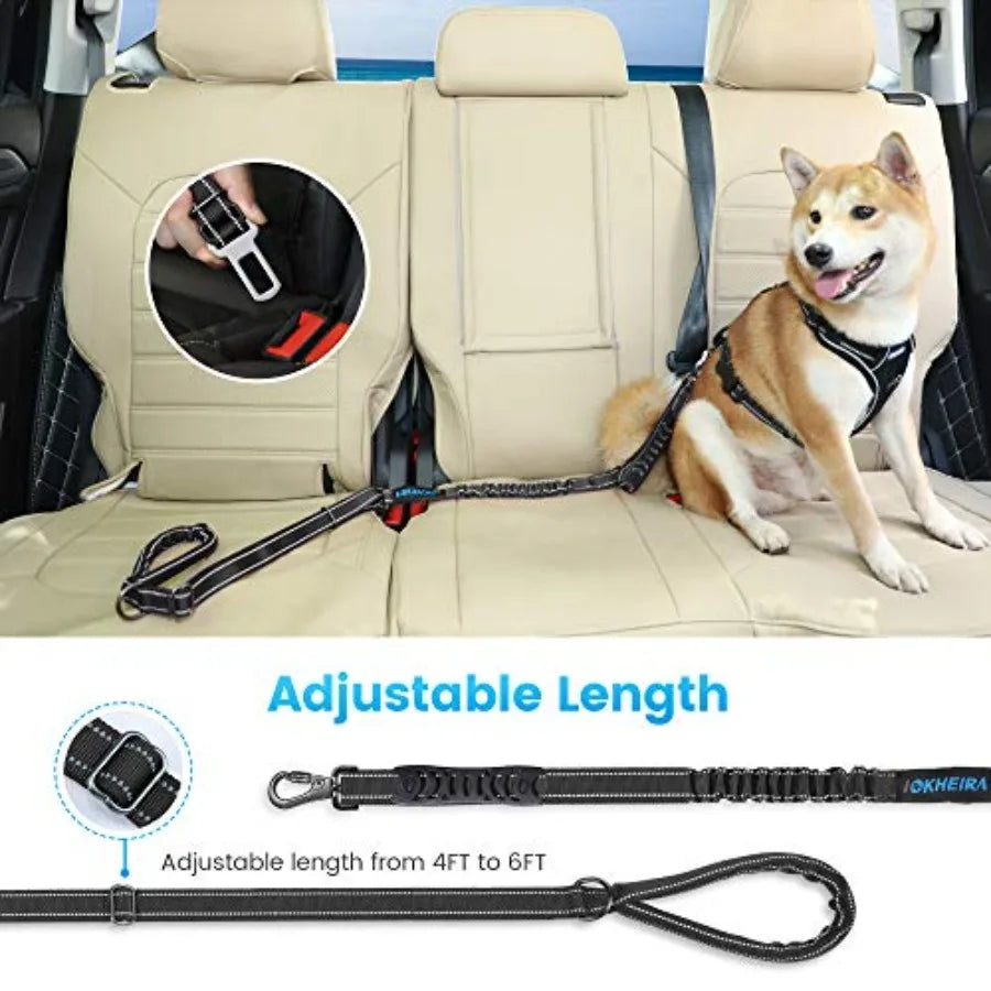 6Ft/4Ft Dog Leash Rope for Large Dogs, Heavy Duty with Comfortable Padded Handle and Highly Reflective Threads, 4-in-1 Multifun