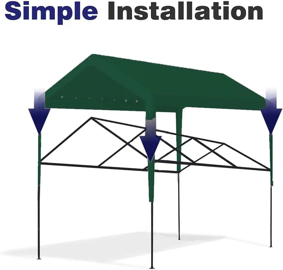 Carport Replacement Cover, Heavy Duty Car Tarp Canopy Tent Garage Top Shelter Fabric With Leg Pole Skirts And Ball Bungees, Waterproof UV Resistant Outdoor Vehicle Parking Roof Top, Green
