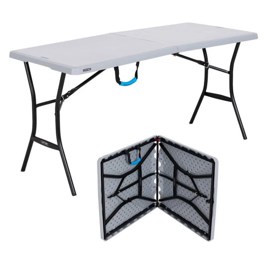 5-Foot Fold-in-Half Table Portable Indoor Outdoor Utility Table for Camping Events and Tailgating Gray