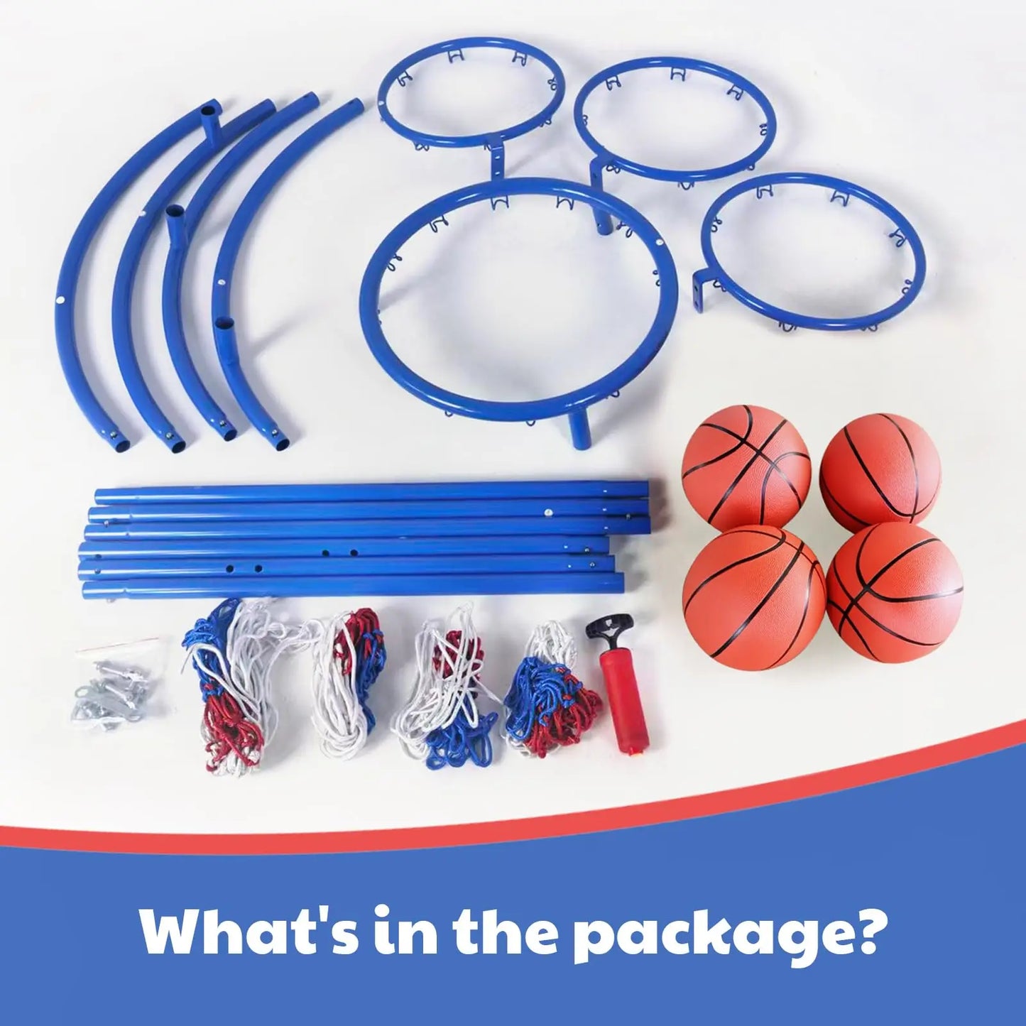 4 Hoop Toddler Basketball Set With 4 Balls & Pump, Multi Height Indoor Outdoor Basketball Goal Toy For Preschool Kids Ages 3+