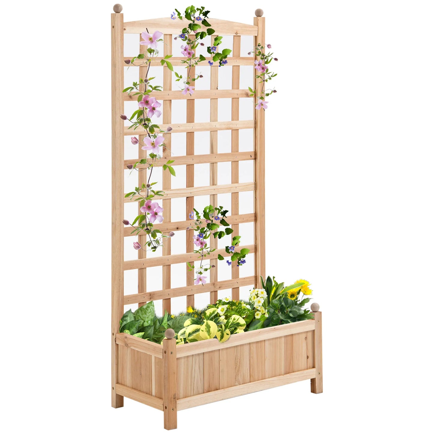 Outdoor 24" x 12" Backyard Plant Bed w/ Strong Wooden Design & Materials