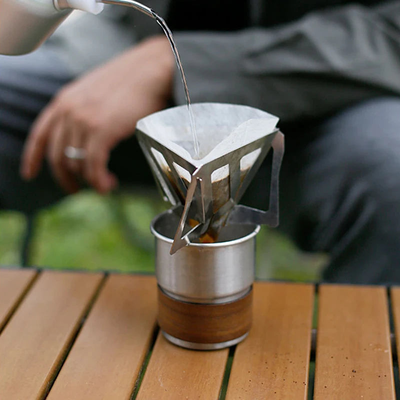 Coffee Drip Rack Outdoor Camping Portable Stainless Steel Folding Funnel Filter Cup Coffee Stove Coffee Residue Filter