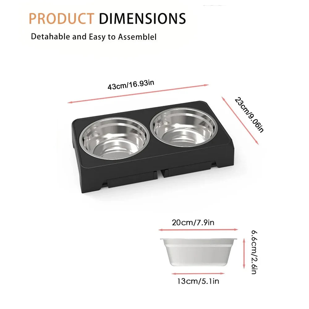 Adjustable Elevated Dog Feeder With Stainless Steel Bowls