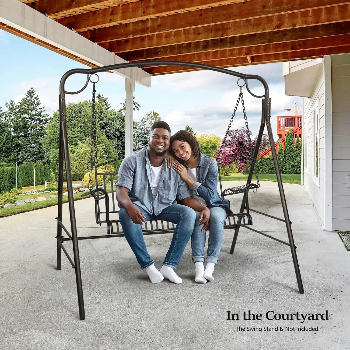 Outdoor Gardens, Yards - Metal Porch Swing, Pattern 6, 660 LBS Weight Capacity, Heavy Duty