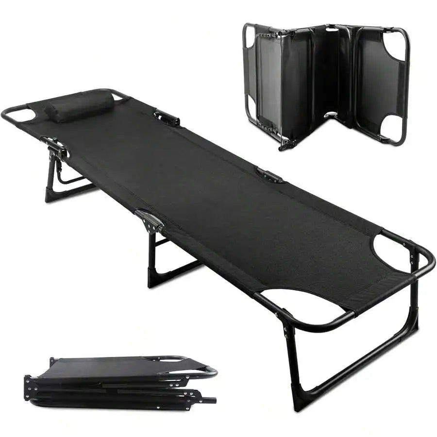 70'X 22' Cot Camping Cot With Thick Pad Cots For Sleeping Camping Bed Folding Cot Comfortable Double Layer Oxford Heavy Duty Wit