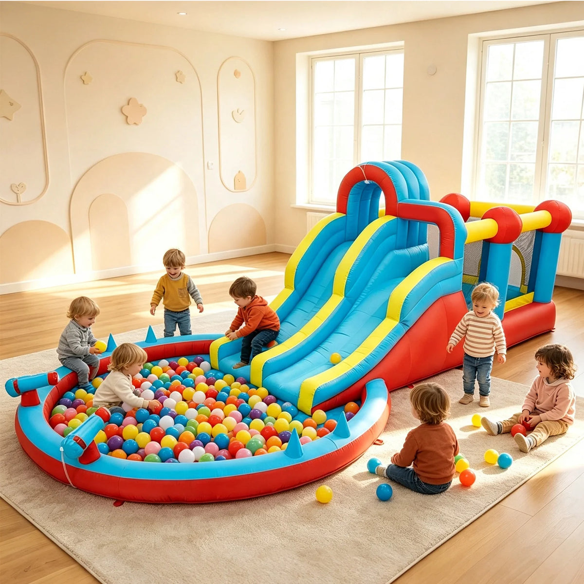HiMiss Inflatable Water Slide And Bounce House With Blower