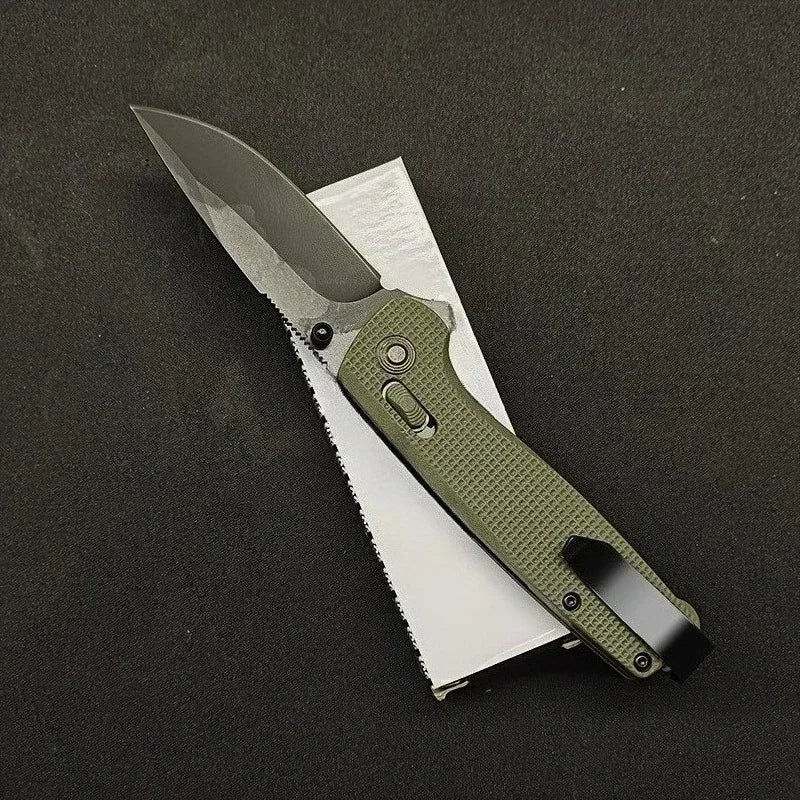 Folding Knife with Manual Lock Anti-Slip Grip Thumb Studs EDC Camping Knife Survival Outdoor Black/Olive Green/Orange Multitool