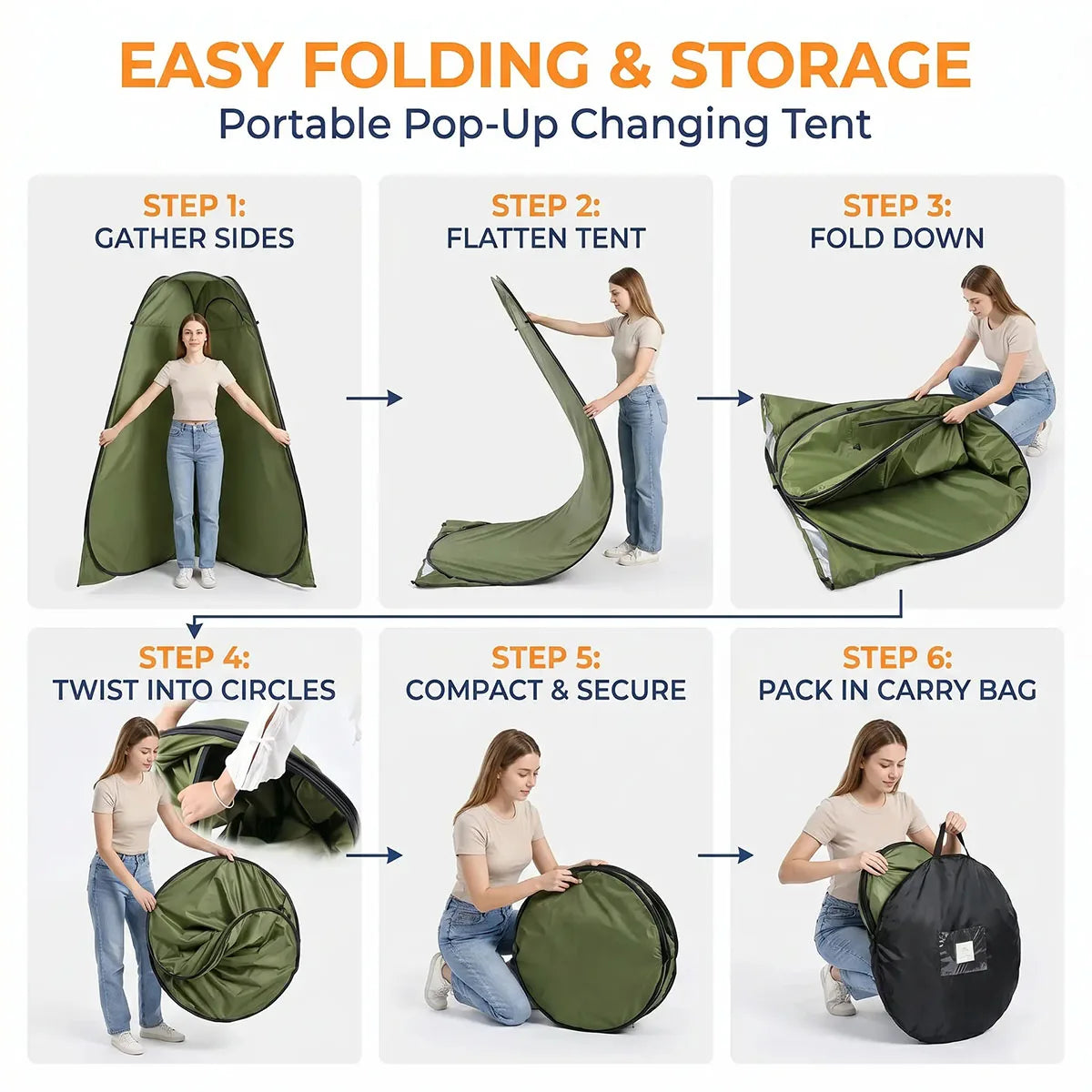 Instant Pop Up Changing Tent 192cm Tall Portable Outdoor Privacy Shower Tent with Silver Coating Waterproof Foldable Camping Toilet Dressing Booth with Carry Bag Stakes Ropes for Beach Swimming Fishing Hiking Photography