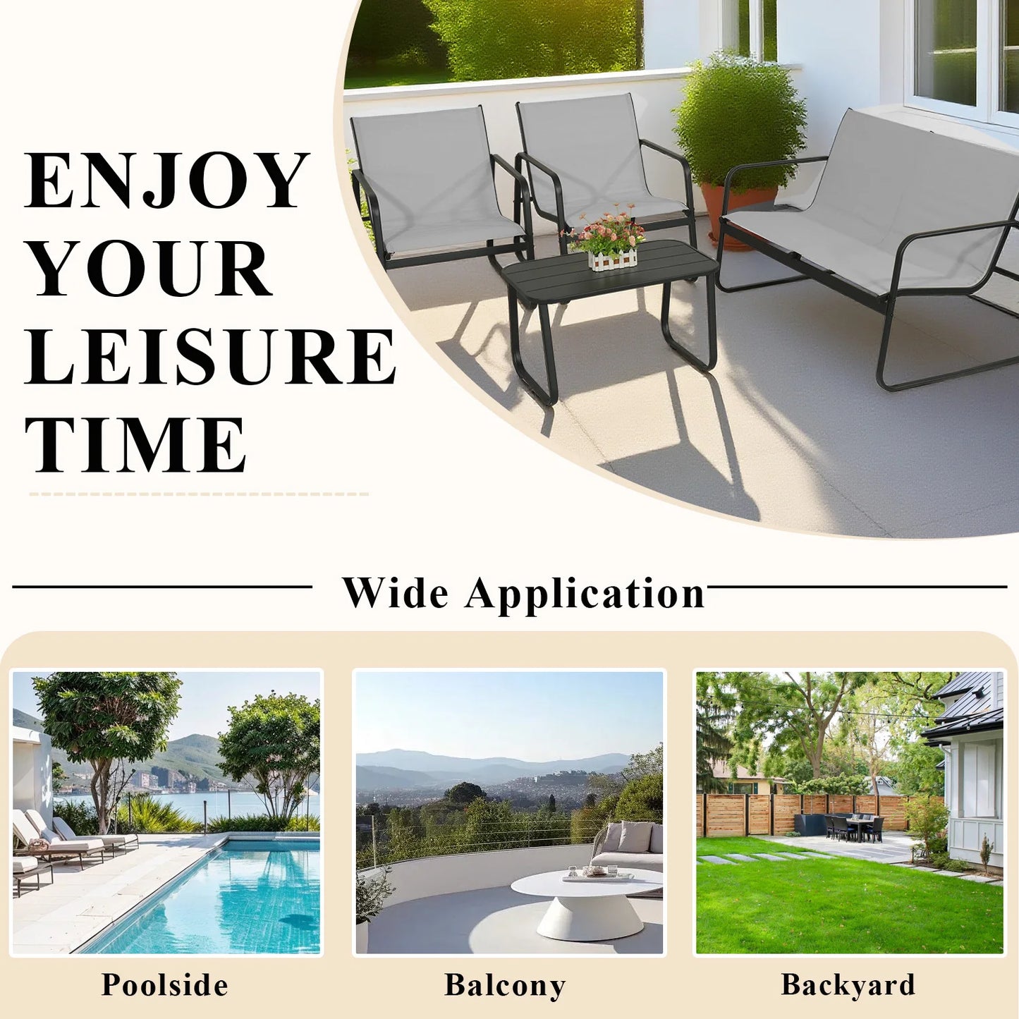 4-Piece Outdoor Patio All-Weather Bistro Set