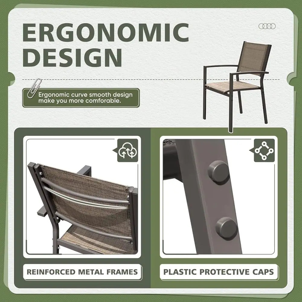 6-Piece Stackable Outdoor Dining Chair Set, Beige, Suitable for Patio, Deck, Poolside