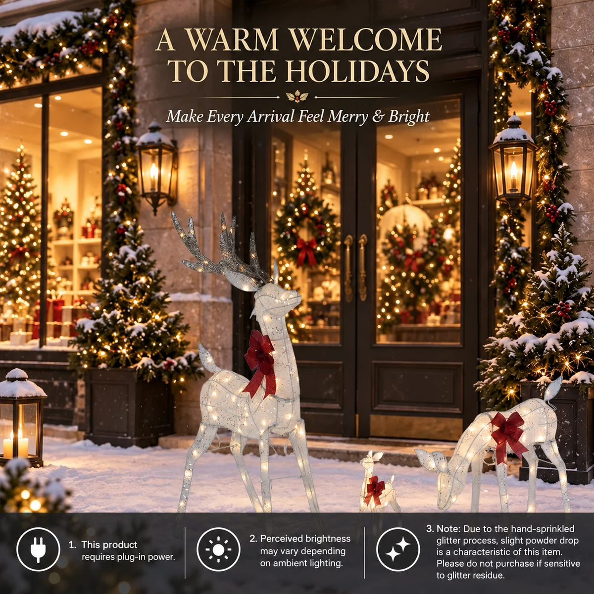 Pre Lit Reindeer Family Christmas Metal LED Outdoor Patio Decor