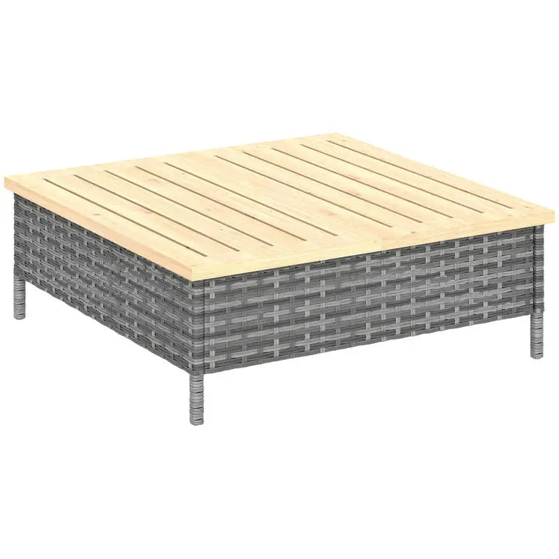Outdoor PE Rattan Side Table With Fir Wood Top Weatherproof