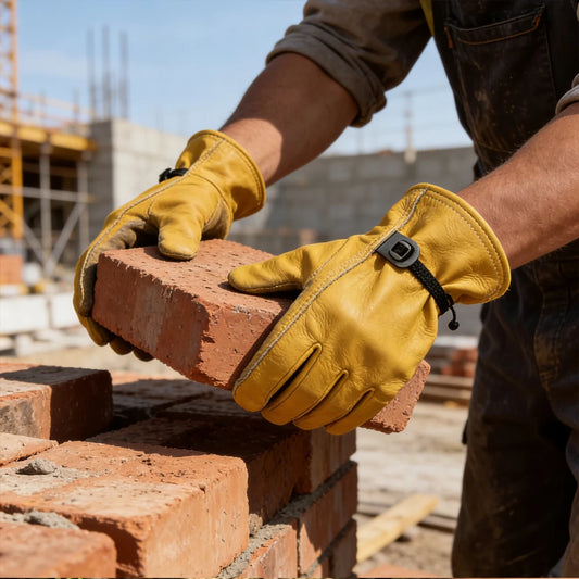 Cowhide Leather Work Gloves for Men Heavy Duty Safety Protective Welding Mechanic Gloves Stretchable Driver Working Gloves