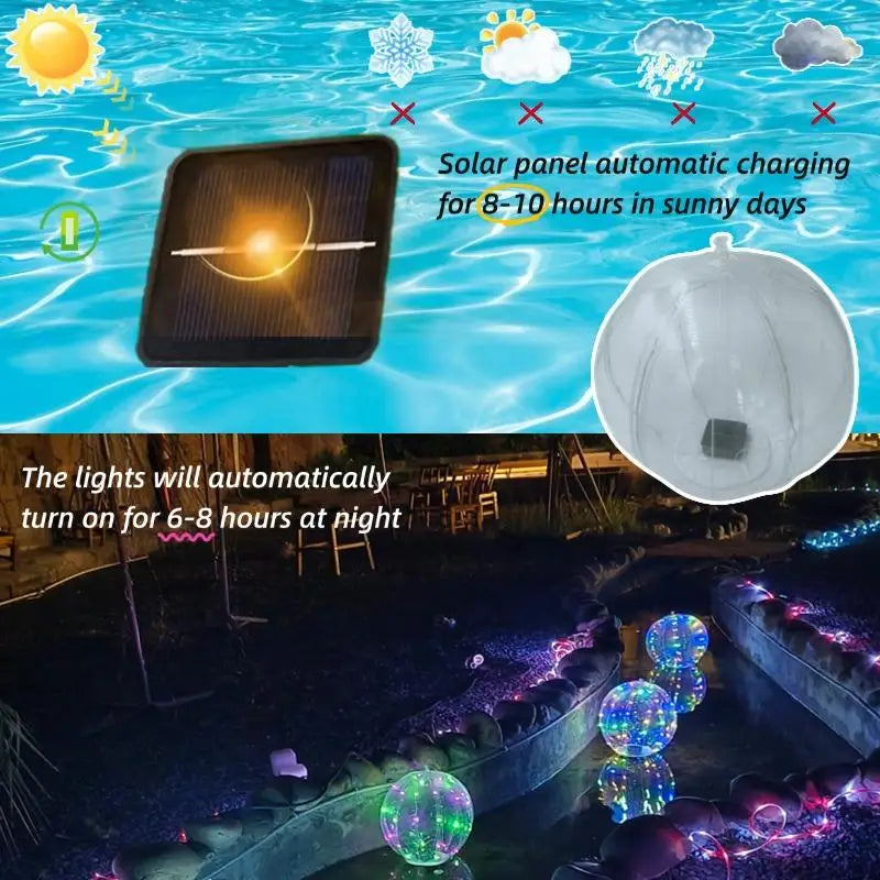 Solar LED Floating Pool Balls Inflatable Outdoor Decor Lights