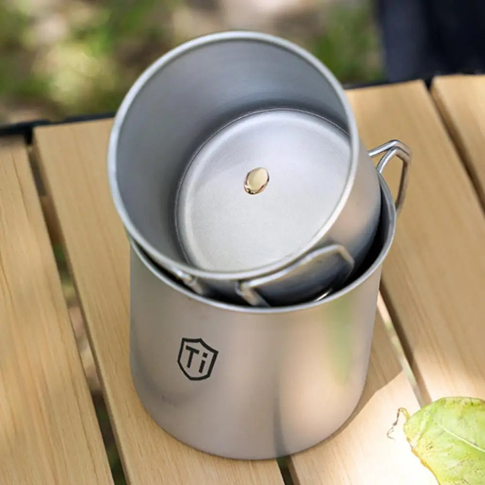 Stainless Steel Camping Mug with Folding Handle & Carabiner, Portable Outdoor Coffee Cup for Hiking Backpacking Picnic 1Pc