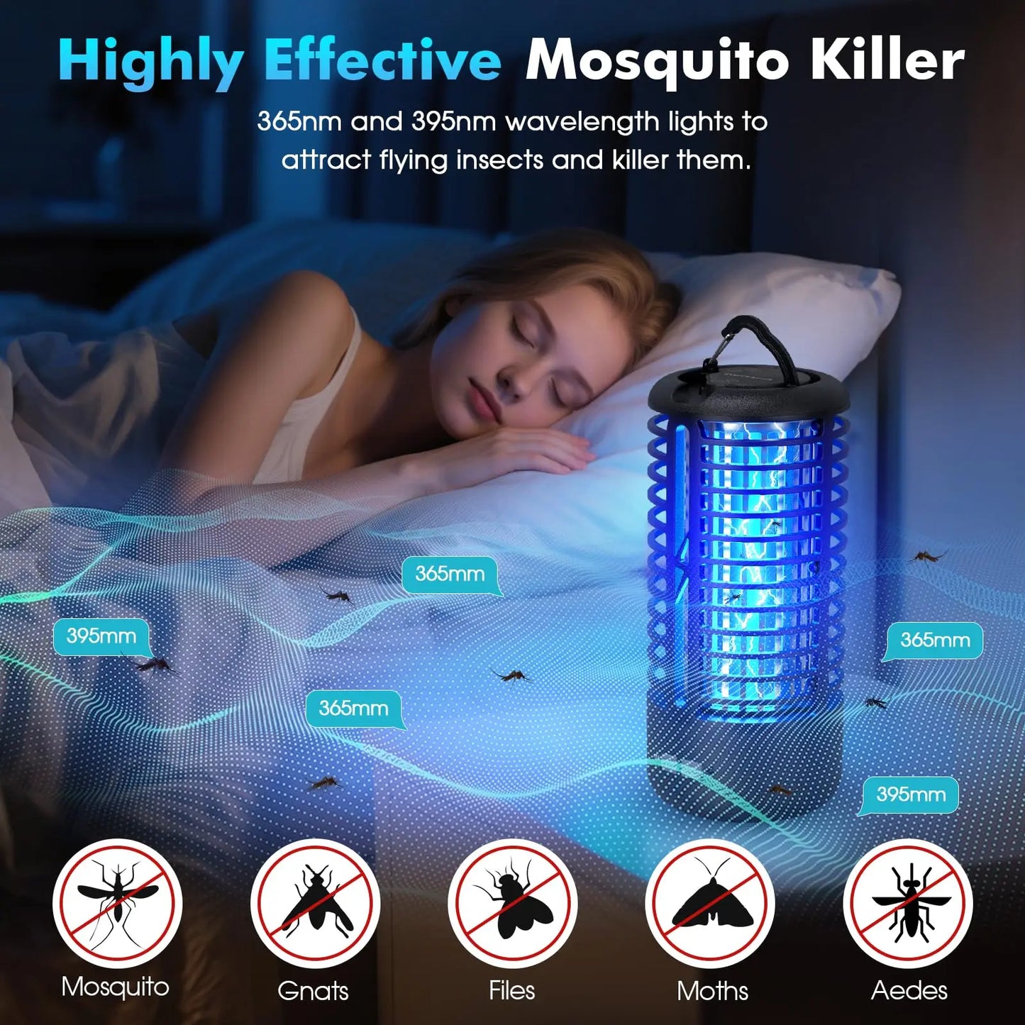 Rechargeable Bug Zapper Portable Mosquito Killer For Indoor Outdoor Use