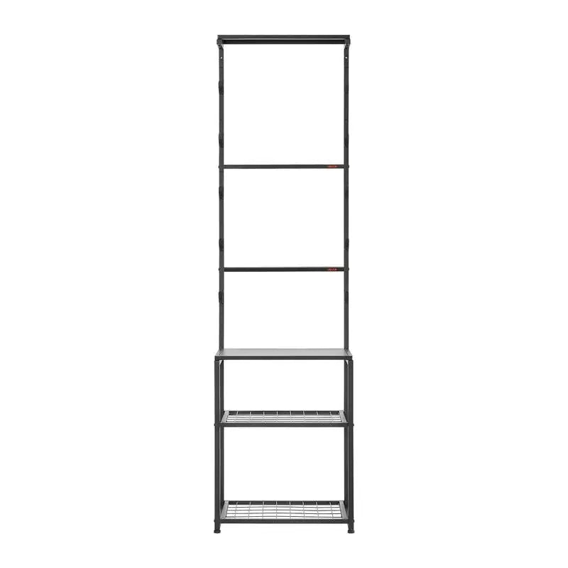 Floor Standing Gun Rack With Storage Shelf Holds Five Rifles
