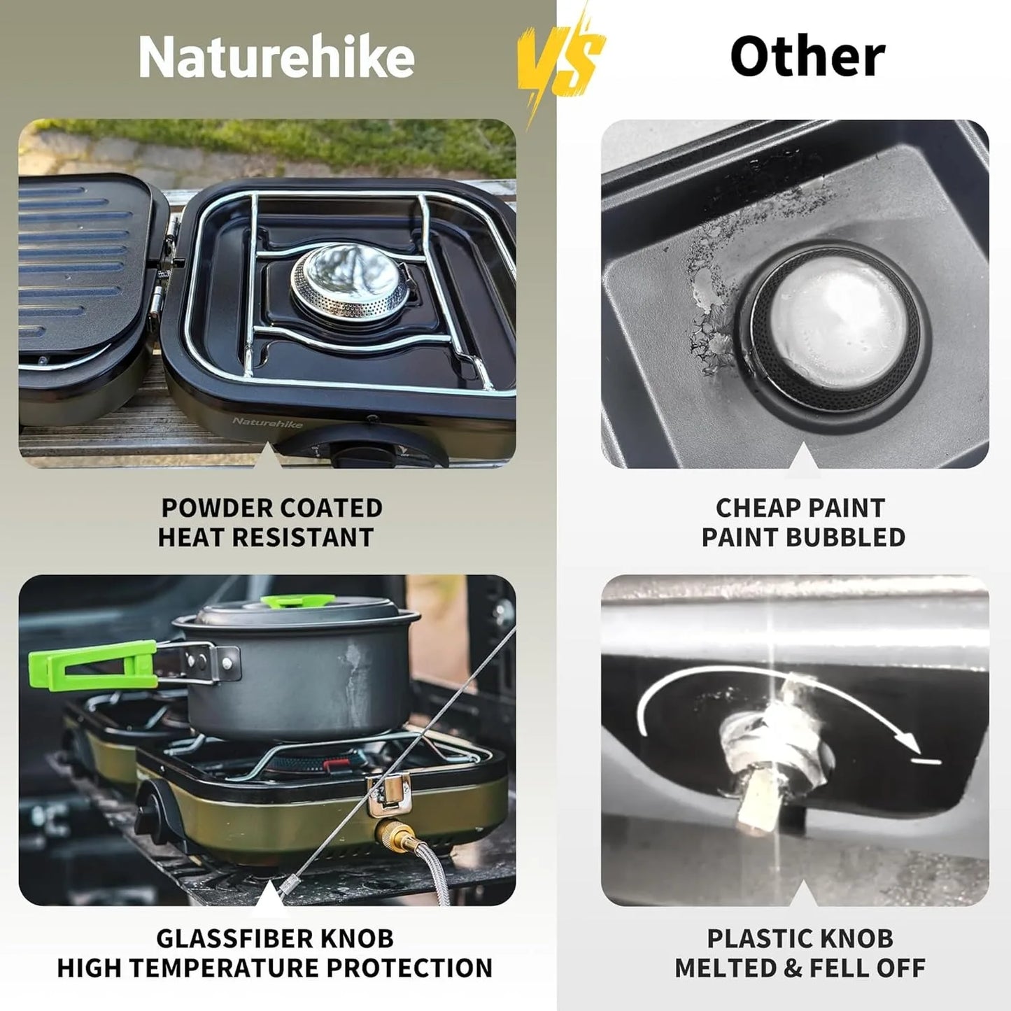Naturehike Portable Two Burner Gas Stove With Griddle For Camping