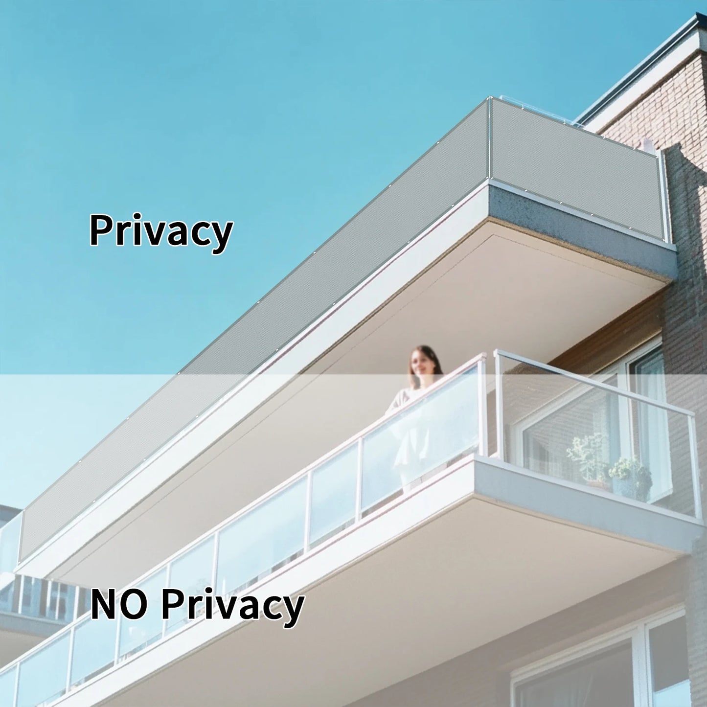 Balcony Privacy Screen Cover Fence Patio Waterproof Shade Cloth 95% UV Protection Shield Deck Shade Sail Garden Porch Pool Decor