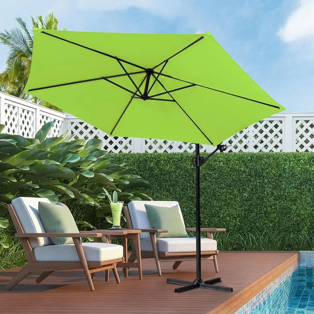 Outdoor Patio Umbrella, Hanging Cantilever Market Umbrella with Easy Adjustment, Waterproof for Backyard, Poolside, Lawn, and Ga