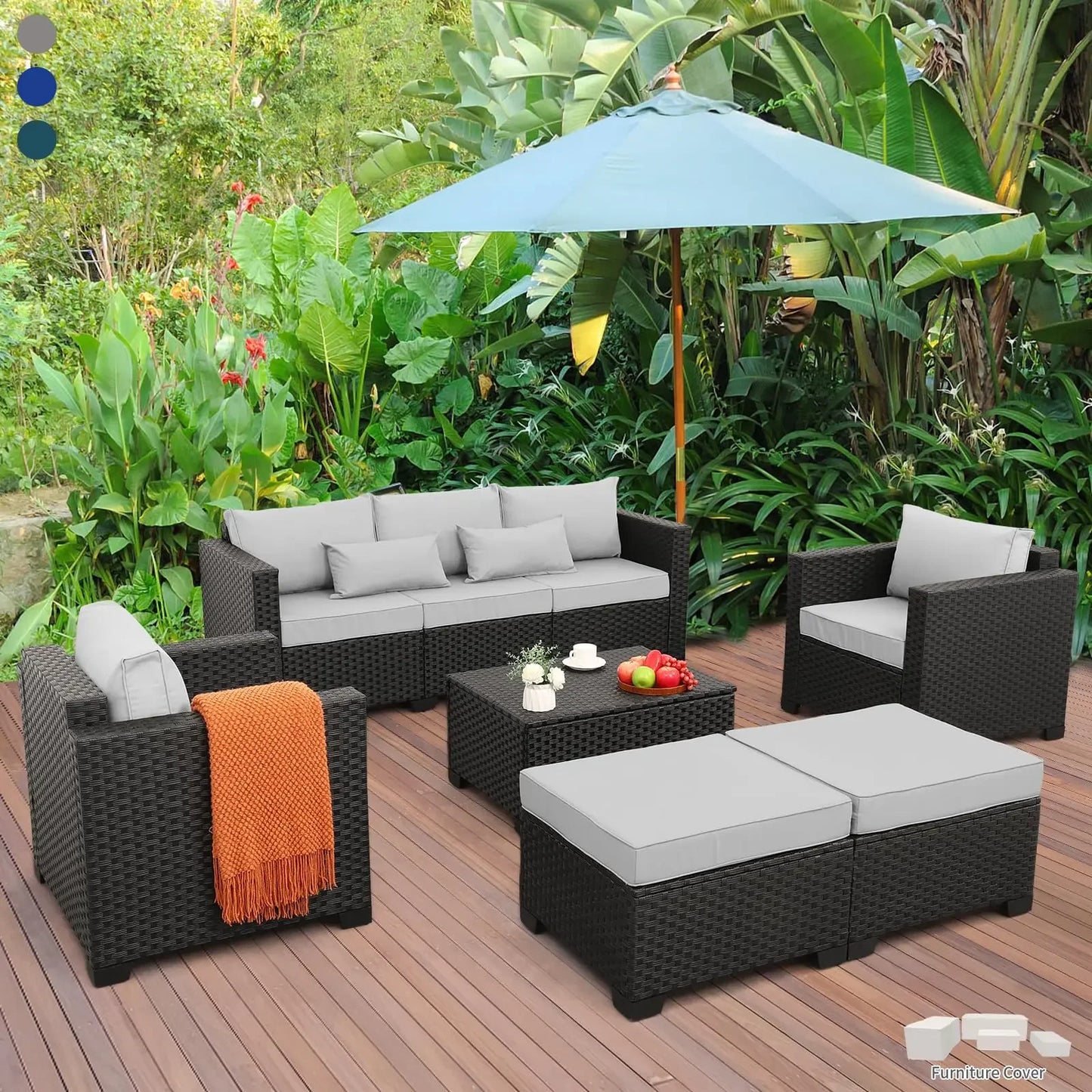 Outdoor Patio Furniture Propane Fire Pit Table Set 7 Piece