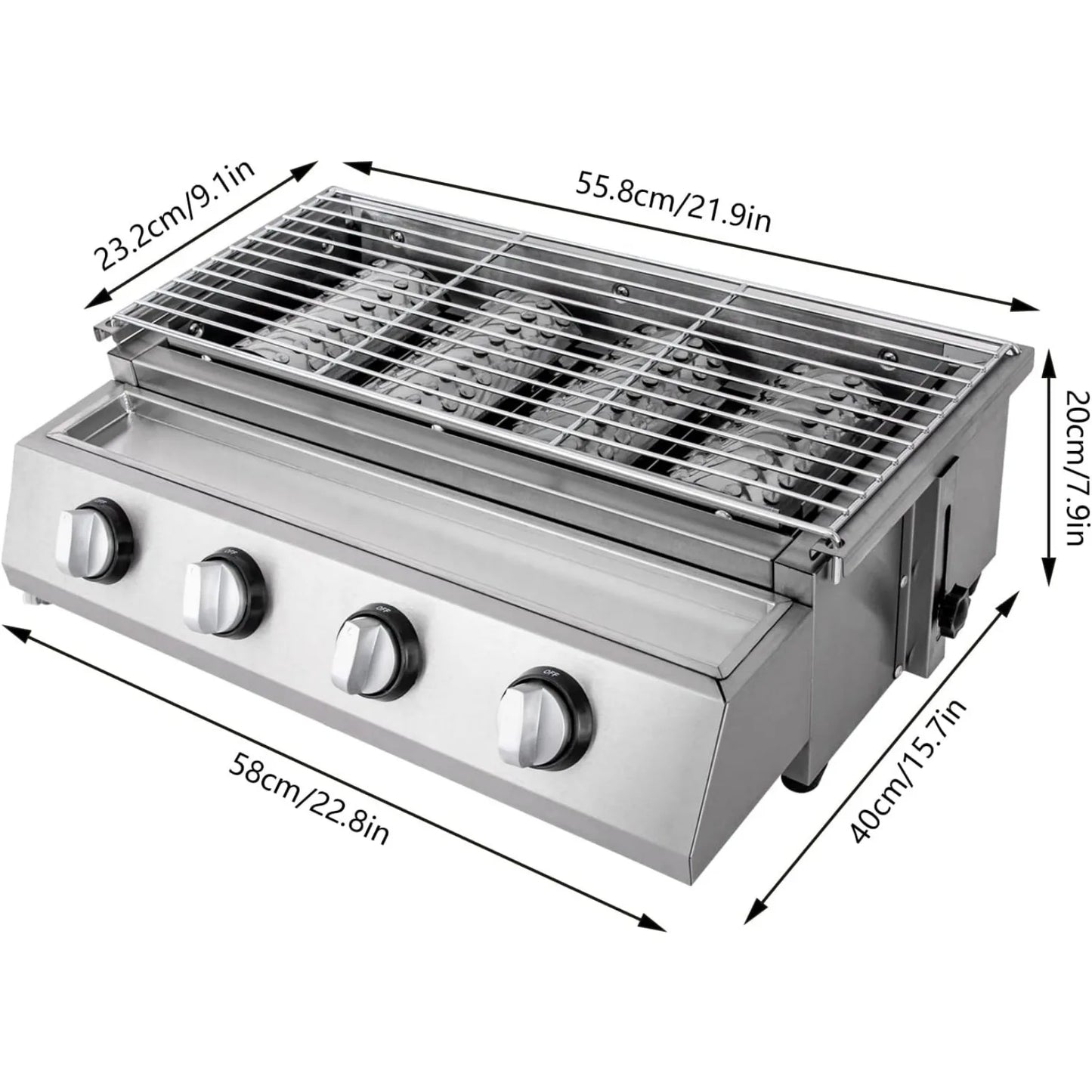 Portable 4 Burner Stainless Steel Smokeless Gas Grill For Camping
