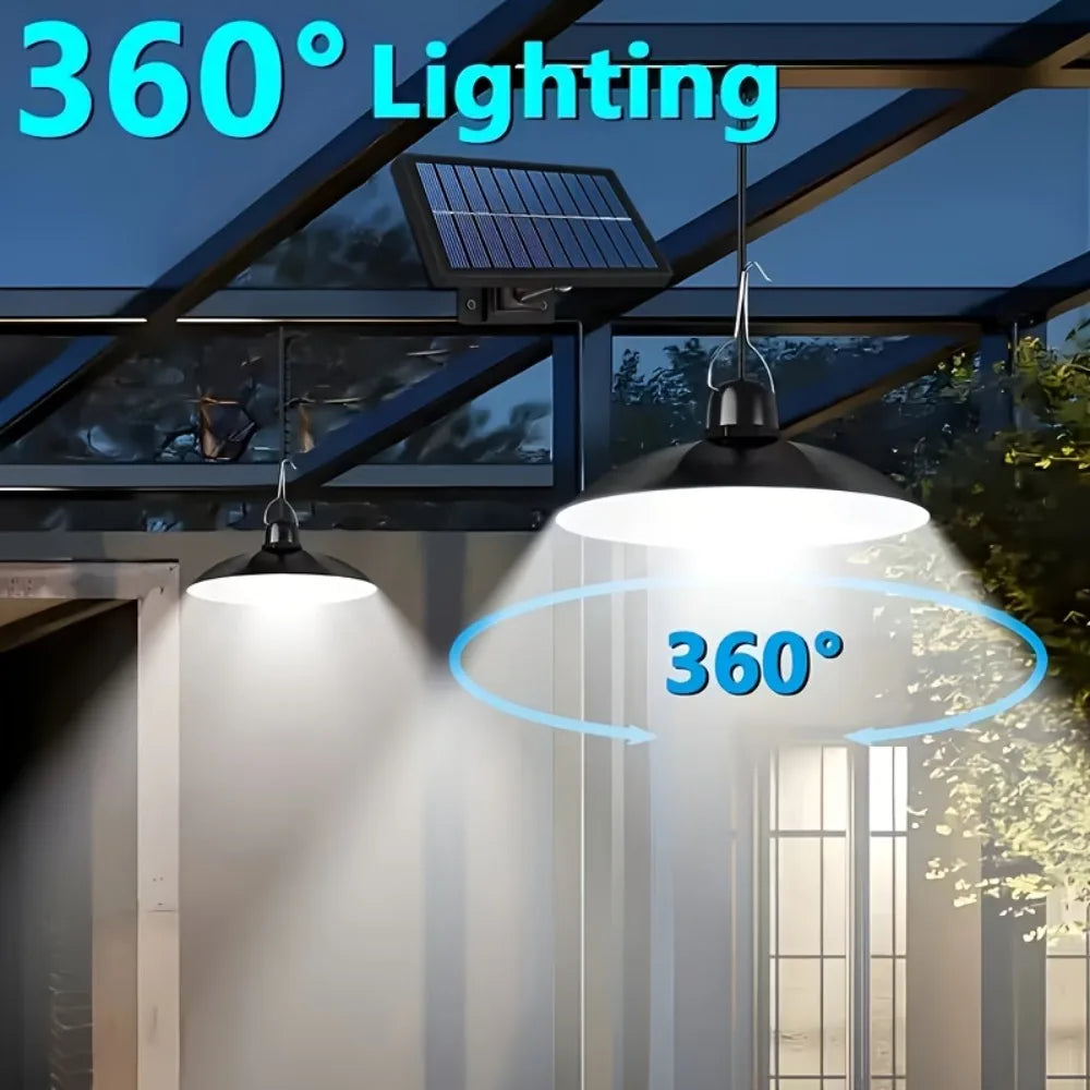 Multi Use Split Solar Pendant Light Dual Head For Camping Gazebo Garage Balcony Outdoor Yard Lamp
