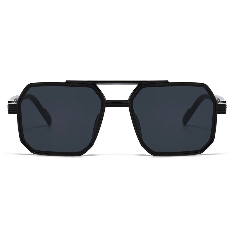 2pcs Trendy Metal Polygonal Pilot Sunglasses Luxury Double Beam Unisex UV400 Shades Perfect for Party Daily Wear Outdoor Driving Fashion Stylish Eyewear Ideal Holiday Gift for Men and Women