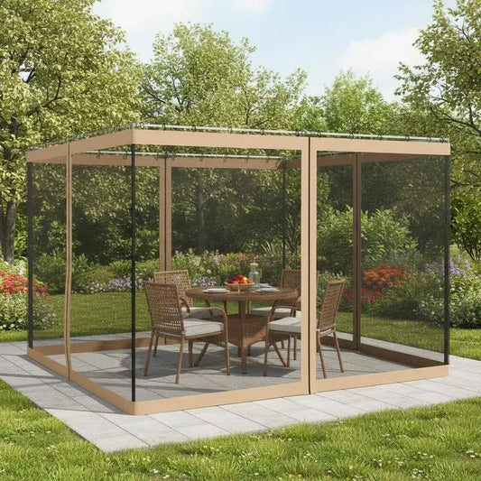 302 x 207cm Universal Replacement Mesh Sidewall Netting for Gazebos and Canopy Tents, (Sidewall Only) Beige