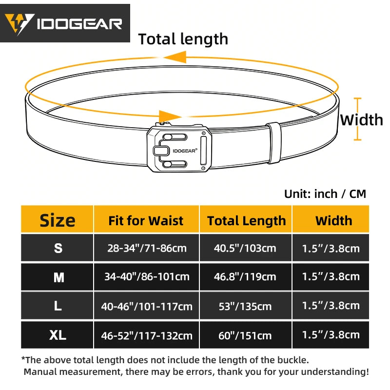 IDOGEAR 1000D Nylon Ratchet Belt No Holes Quick Release Buckle