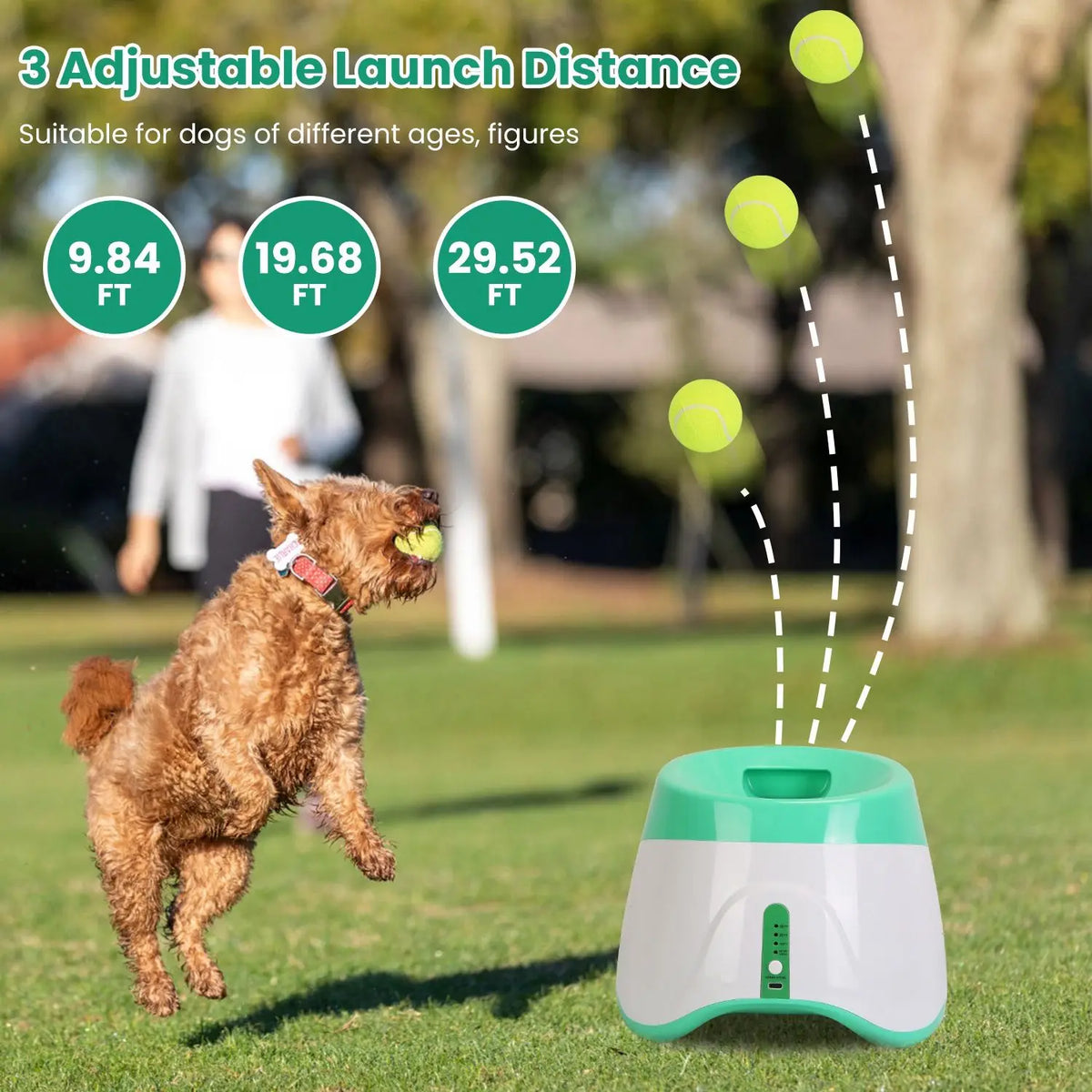 Rechargeable Automatic Dog Ball Launcher With Adjustable Distances
