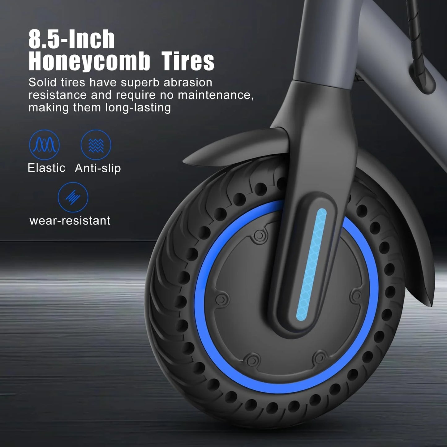 OBX Electric Scooter with Smart App 36V Battery 19Mph 350 Motor 8.5Inch Solid Tire Foldable Escooter