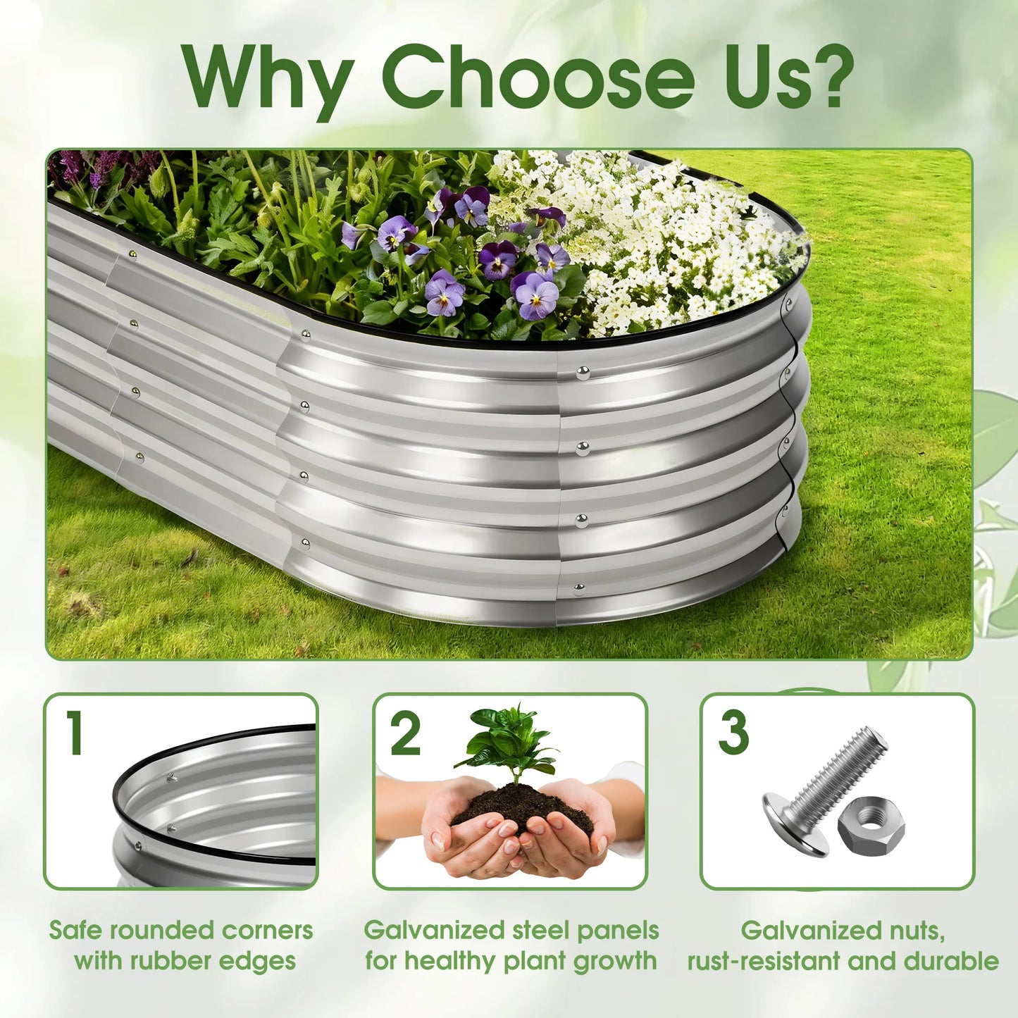 JHK Outdoor Planter Box 4x2x1ft Raised Metal Garden Bed with Open Bottom Design for Vegetables Flowers for Backyard Patio