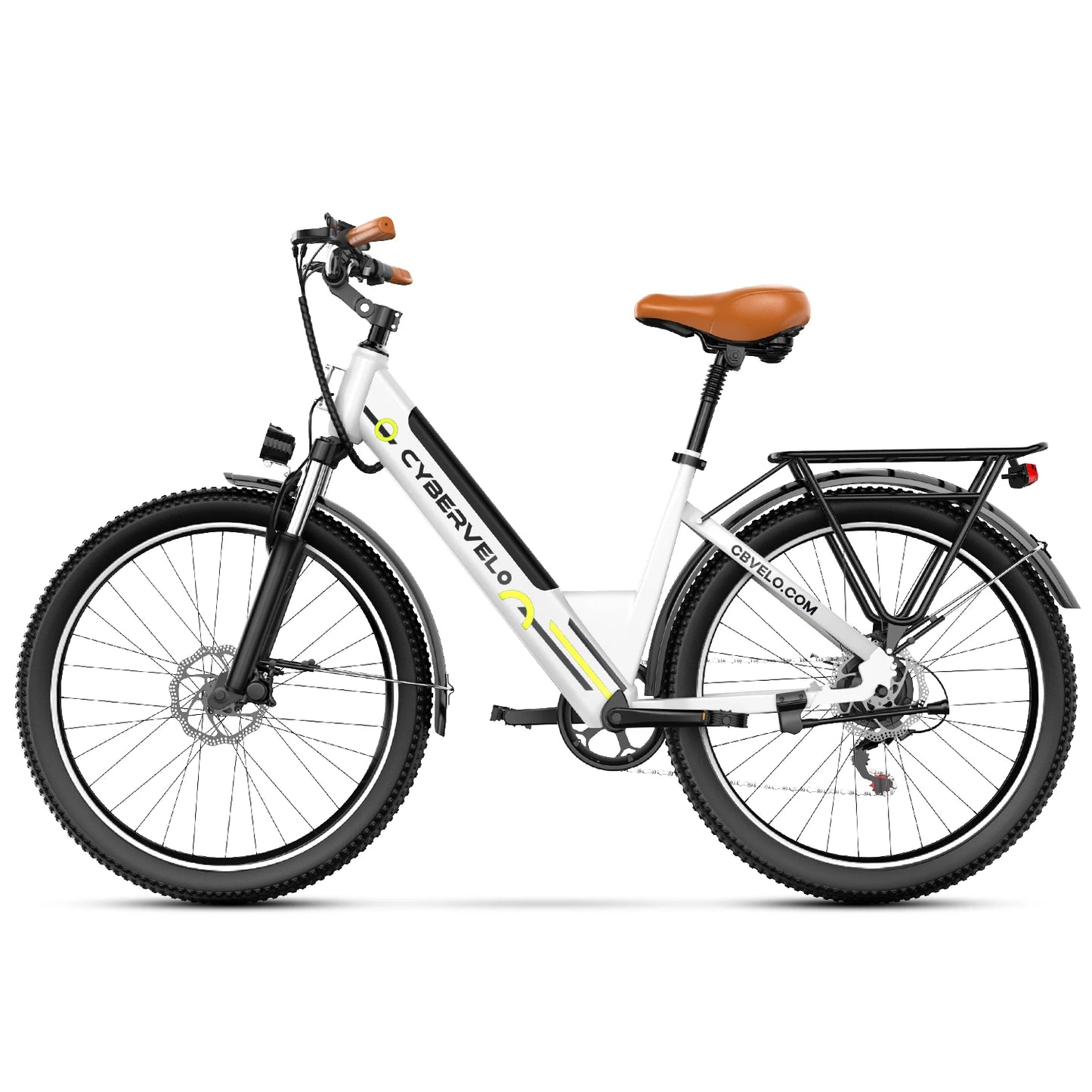 Cybervelo Urban Commute E-Bike, 48V 1000W Peak Motor Detachable Battery 7-Speed shift Electric Bike 26“ Step-Thru adults EK2