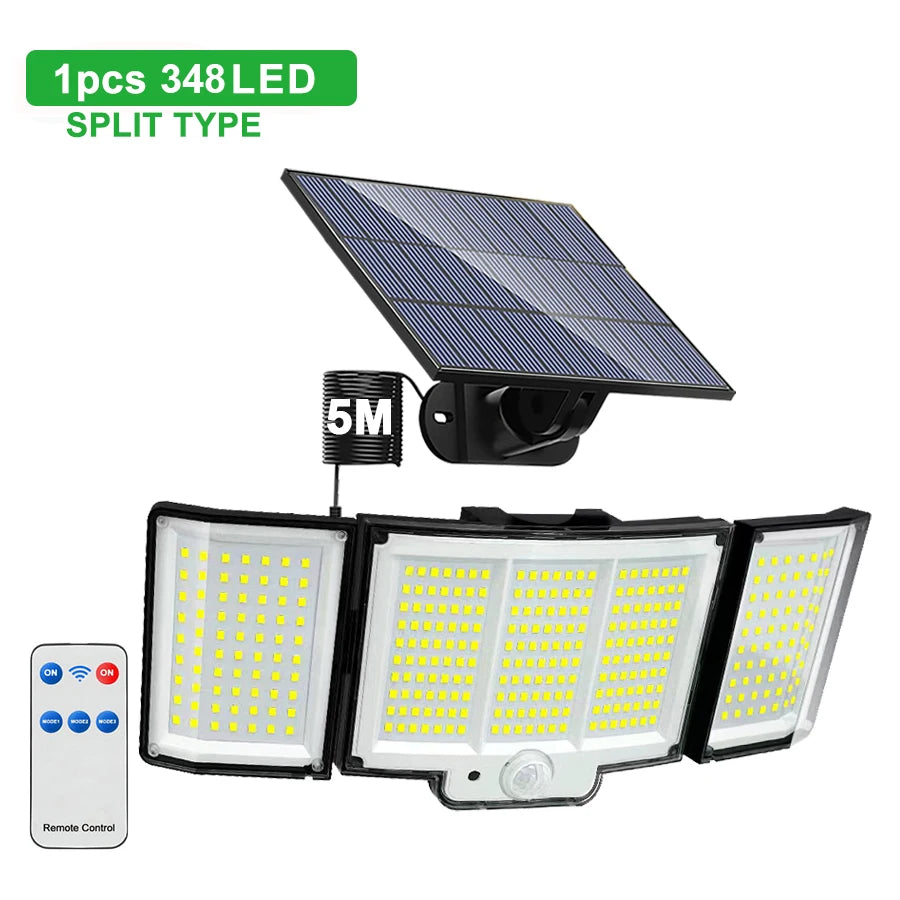 Solar Outdoor Motion Sensor Lights 348/328 LED Security Flood Wall Lamp Remote Control 270° IP65 Waterproof Outdoor Lighting