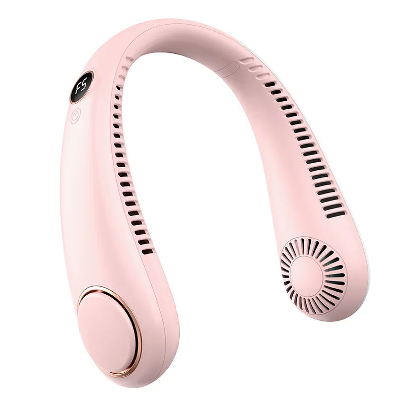 New Mini Neck Mounted Fan Portable Bladeless Neck USB Rechargeable Air Cooler 5 File Speed Summer Sports Fan Outdoor Sports Fans